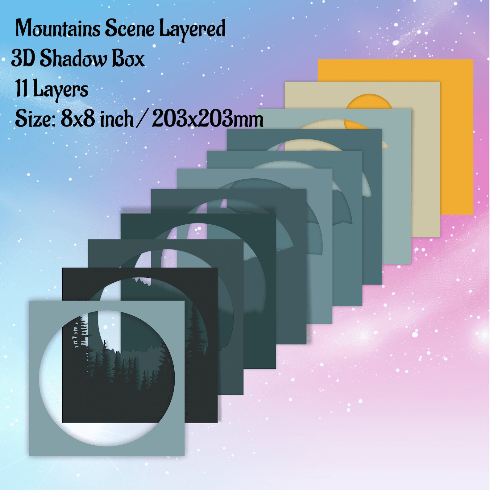 3D Mountains Layered Svg, Cut Files for Cricut, 3D Shadow Box Templates ...