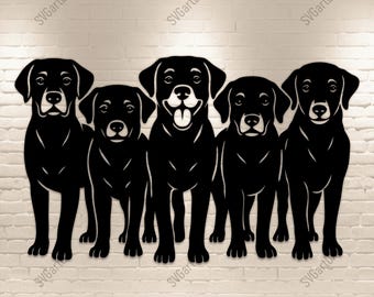 Labrador Dogs Svg Dxf Png – Five Labrador Silhouettes Cutting Files for Cricut, Silhouette, Glowforge, CNC Plasma, Laser and Sublimation
