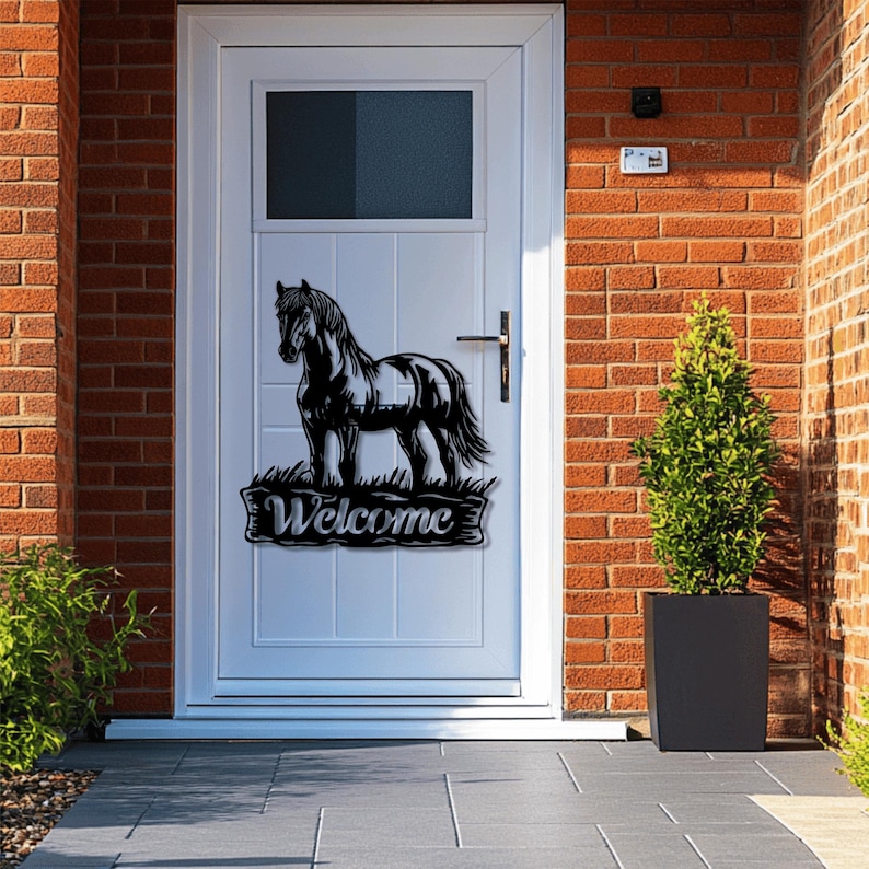 Welcome Horse Metal Design DXF for Plasma, CNC, and Farm Decor, Outdoor Dxf File