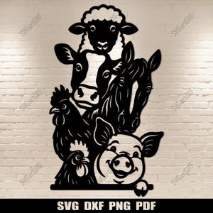 Spähen Bauernhof Tiere SVG | DXF-Schnittdateien für Cricut, Glowforge & Laserschnitt | Digitaler Download
