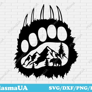 Bear paw cut file, cnc dxf file, art svg, paw svg, dxf file for plasma, laser cut files, laser engraving, svg for cricut, laser cut svg