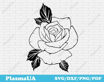 Rose Svg Dxf CNC-ontwerp – elegant bloemsilhouet voor Cricut, lasersnijden, Glowforge, sublimatieproject