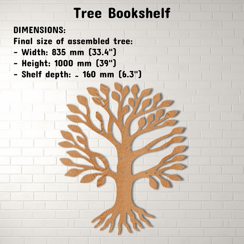 Tree Shelf SVG DXF for Laser Cutting | Wall Mounted Bookshelf File | 6mm 1/4” Plywood CNC Template Download
