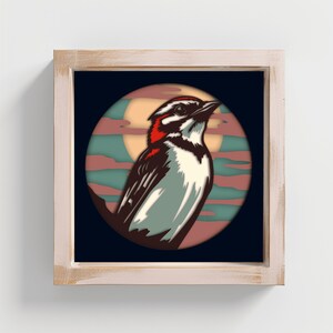 3D Light Box Bird Svg for Cricut, Silhouette, Dxf Template for laser cutting, Multilayer cut files, Instant Download