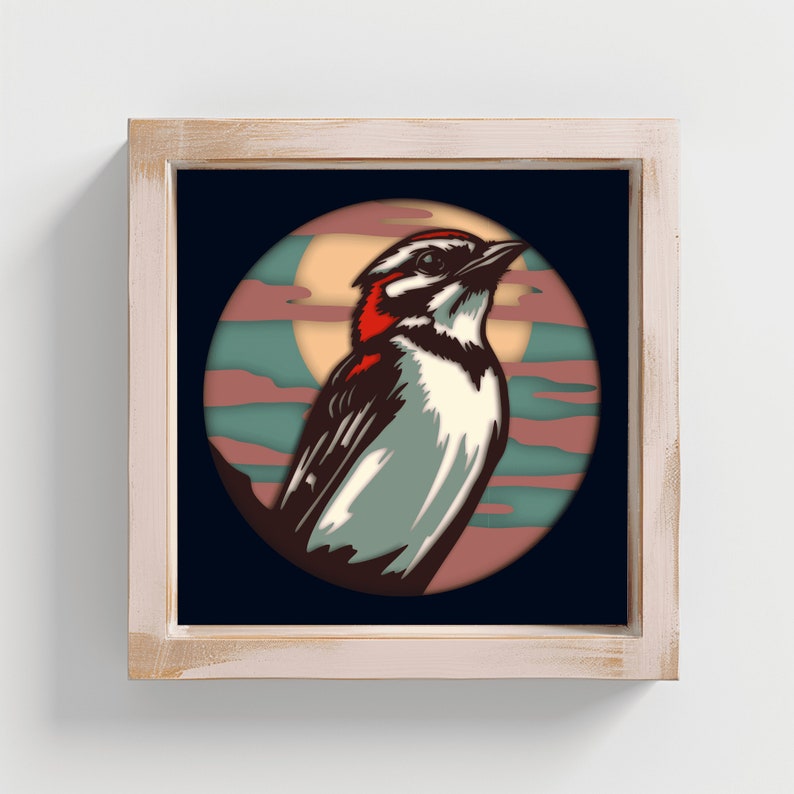 3D Light Box Bird Svg for Cricut, Silhouette, Dxf Template for laser cutting, Multilayer cut files, Instant Download