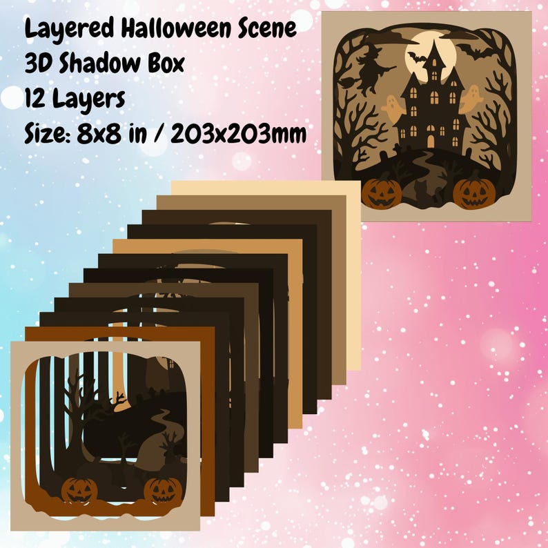 Spooky Halloween 3D Layered Shadow Box SVG DXF EPS | Haunted House ...