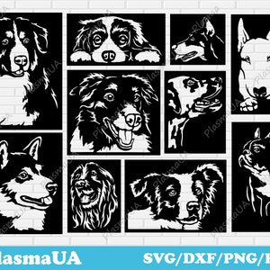 Panels dogs dxf for laser cutting, svg dogs for cricut, download dog clip art designs, vector for plasma cut, dogs wall panels dxf files