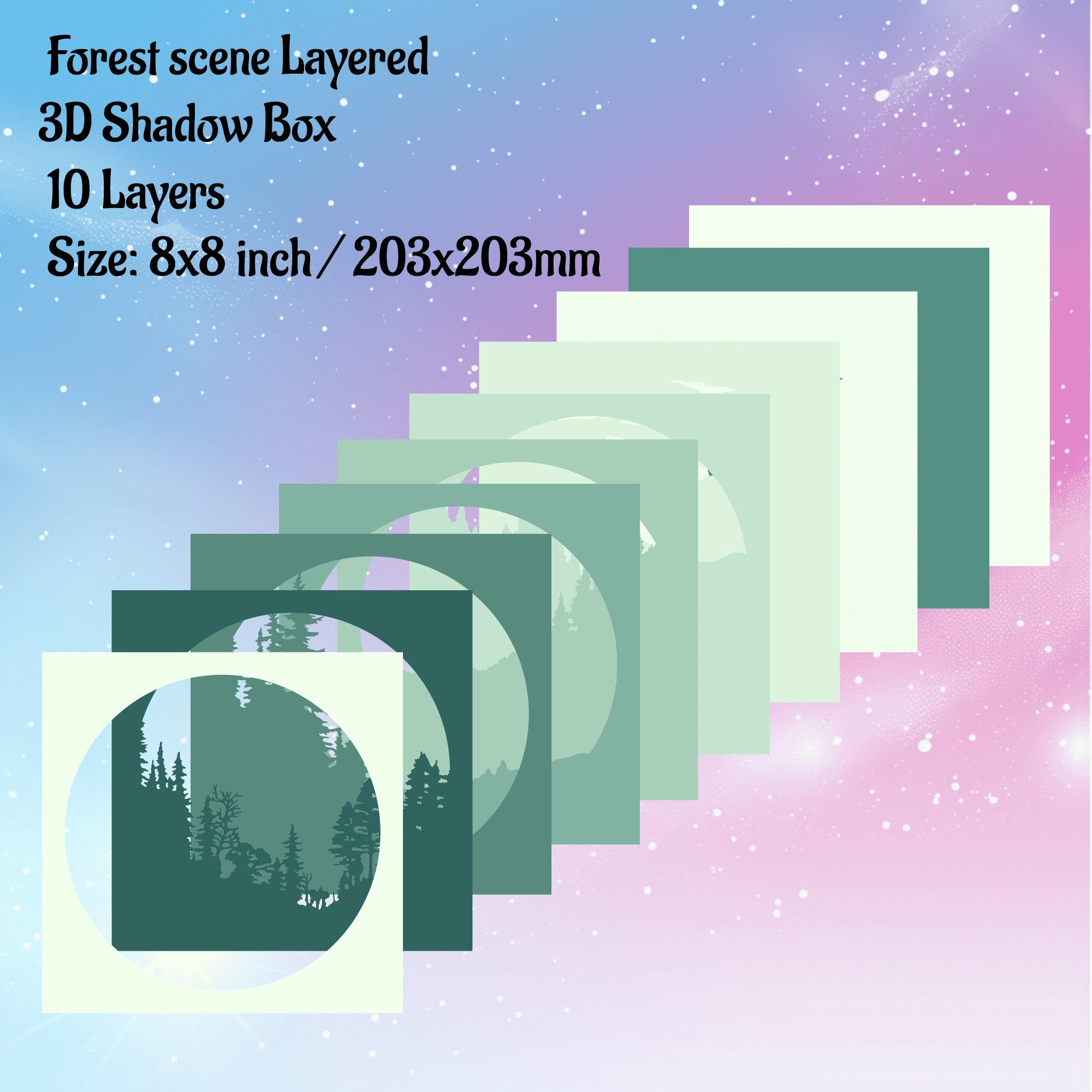 3D Forest Shadow Box Template, Layered SVG Files for Cricut, Dxf Files ...