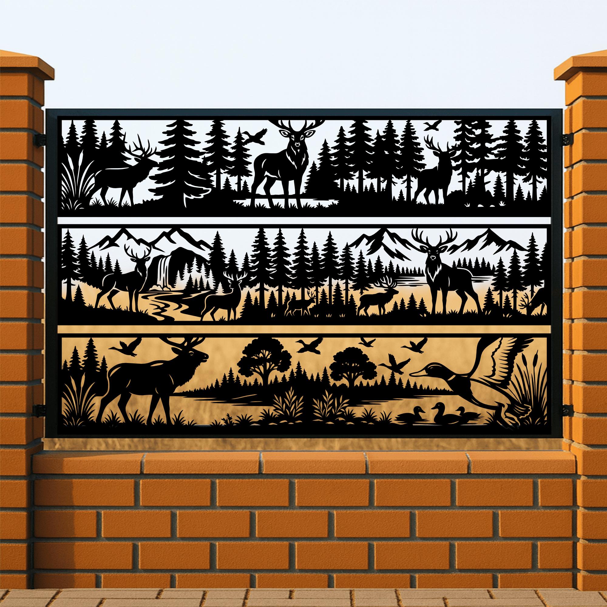 Elk Railing Scene Wildlife Forest Scene Panels SVG DXF – Deer & Nature Designs for CNC ...