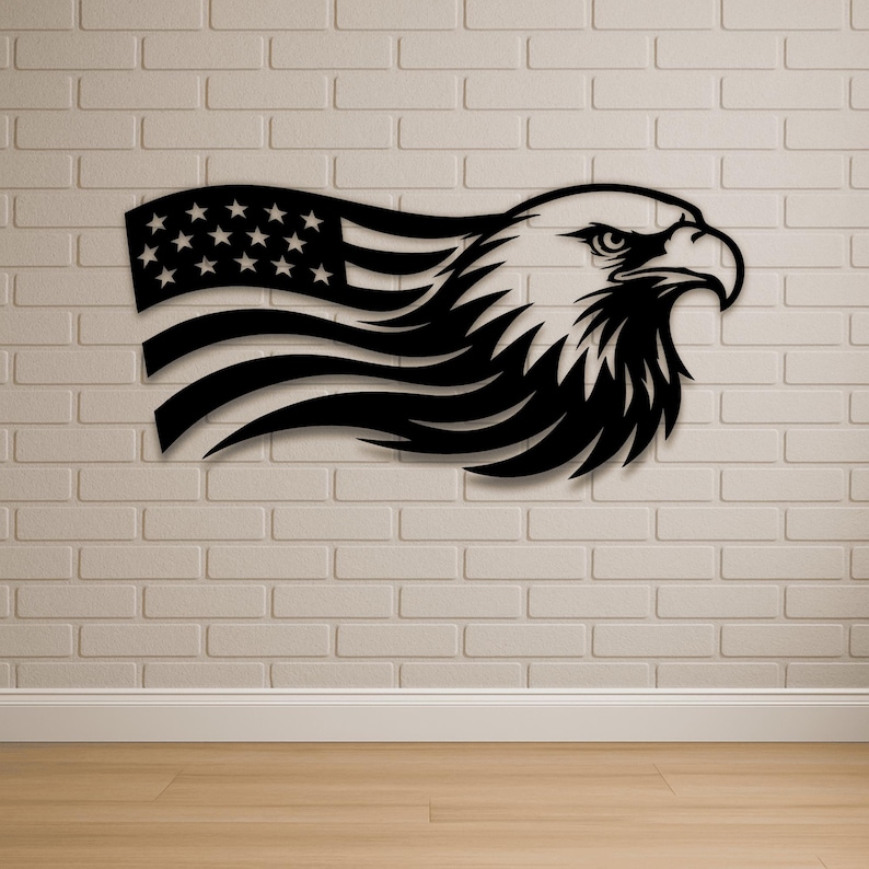 American Eagle Flag SVG DXF – Patriotic Eagle Head Cut File for CNC ...