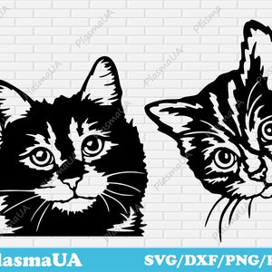 Cricut 用の覗き見猫 SVG、動物アート SVG、ベクター画像、黒猫 SVG、レーザー用の DXF 猫、SVG カット ファイル、彫刻ファイル、T シャツ png