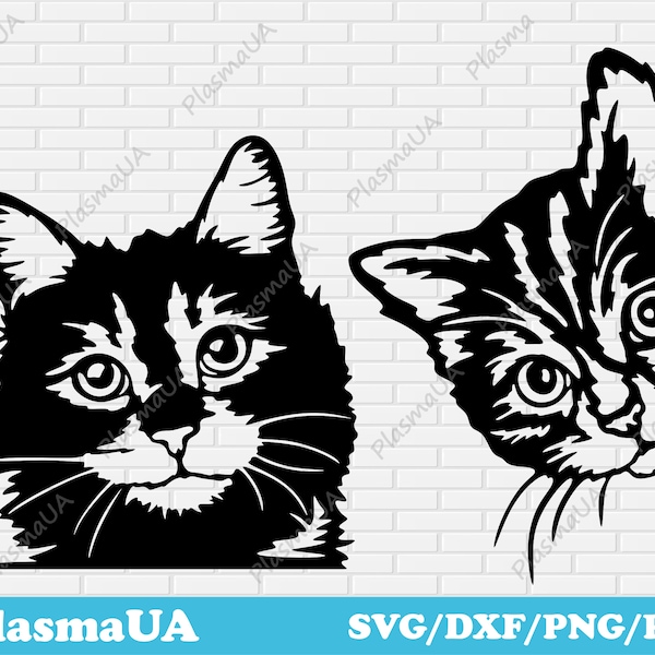 Peeking cats svg for cricut, animals art svg, vector images, black cat svg, dxf cat for laser, svg cut file, engraving files, tshirt png