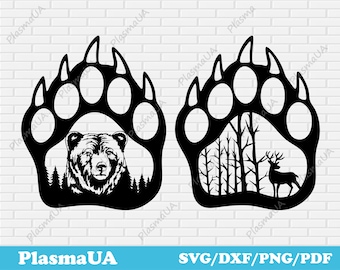 Bear Paw Svg Dxf – Animal Print Cutting Files for CNC Plasma, Laser, Cricut, Silhouette & DIY Vinyl Decals and Metal decor