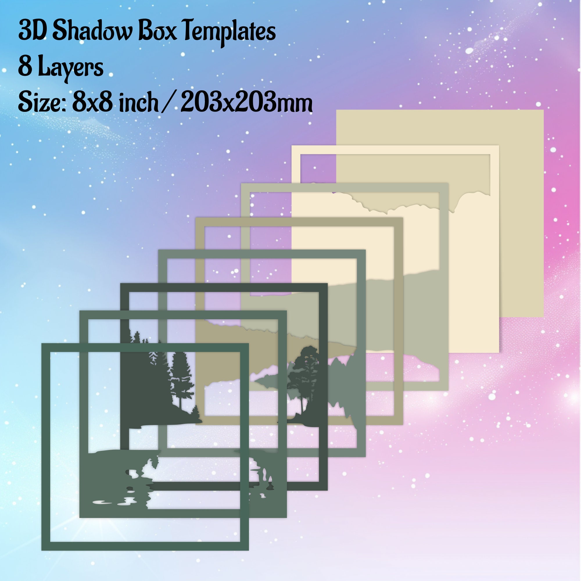 3D Shadow Box Templates, Svg Cutting Files, 3D Nature Layered Cut Files ...