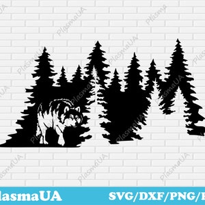 Plik do cięcia Forest dxf, drzewa dxf, svg dla cnc, pliki routera cnc, dxf dla lasera, pliki cnc dla drewna, plik cnc dxf, svg dla cricut, szablon cnc