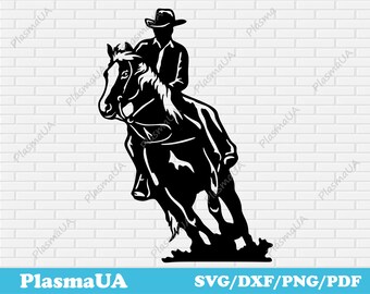 Cowboy dxf for laser cut, cnc files for wood cutting, silhouette art, svg scene for cricut, dxf for metal cut, laser vector, cut designs