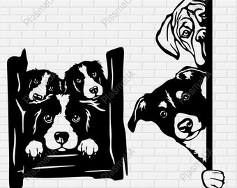 Peeking dogs, dogs vector image, cute dog svg, dogs for cricut, cut files for cricut, funny dog svg, pdf files, png dog, dxf laser cutting