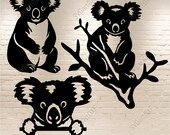 Animals CNC cut files, Koala svg for cricut, Australia Wild Life svg, Koala dxf for laser, Koala for Silhouette, Sublimation svg design