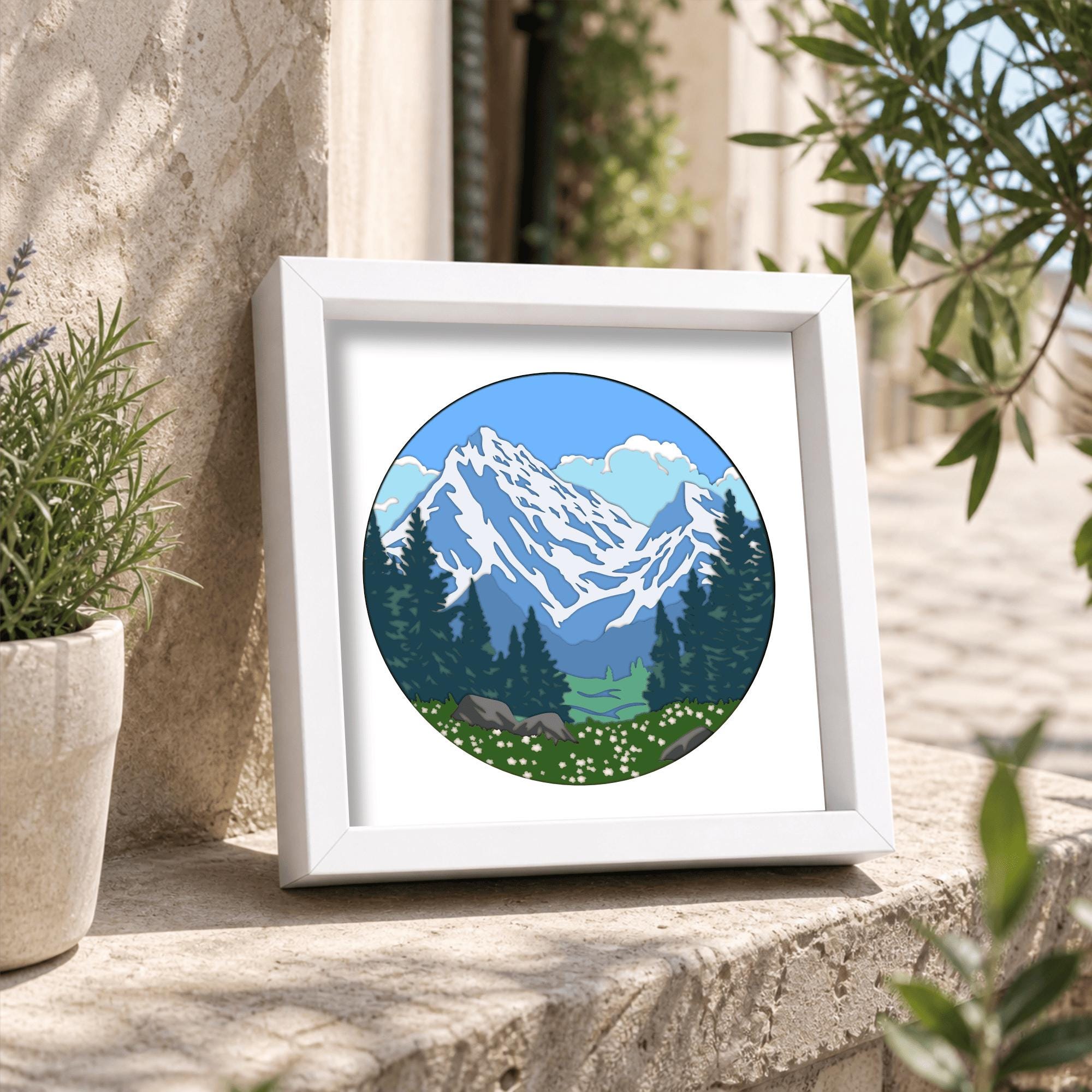 Mountain Landscape Layered Svg – Nature 3D Shadow Box Template, Forest ...