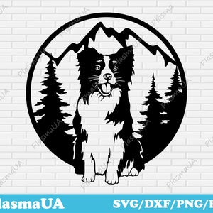 Border collie Svg for Cricut, Glowforge, Dog vector art for Sublimation, Dxf file for laser cutting, dog clipart, printable art