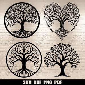 Albero della vita Svg, file di taglio dell'albero di Hear per Cricut, design di magliette, albero Silhouette, file Dxf per laser CNC, download digitale