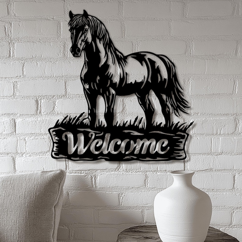 Horse Welcome Sign DXF for CNC, Laser Cut, Farmhouse DIY Decor