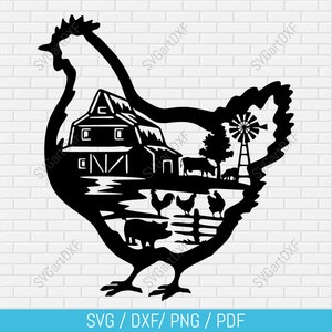 Poulet ferme Svg, svg scène Farmlife, ferme svg dxf, fichiers coupés pour cricut, conception de découpe laser, animaux de la ferme svg, dxf pour plasma