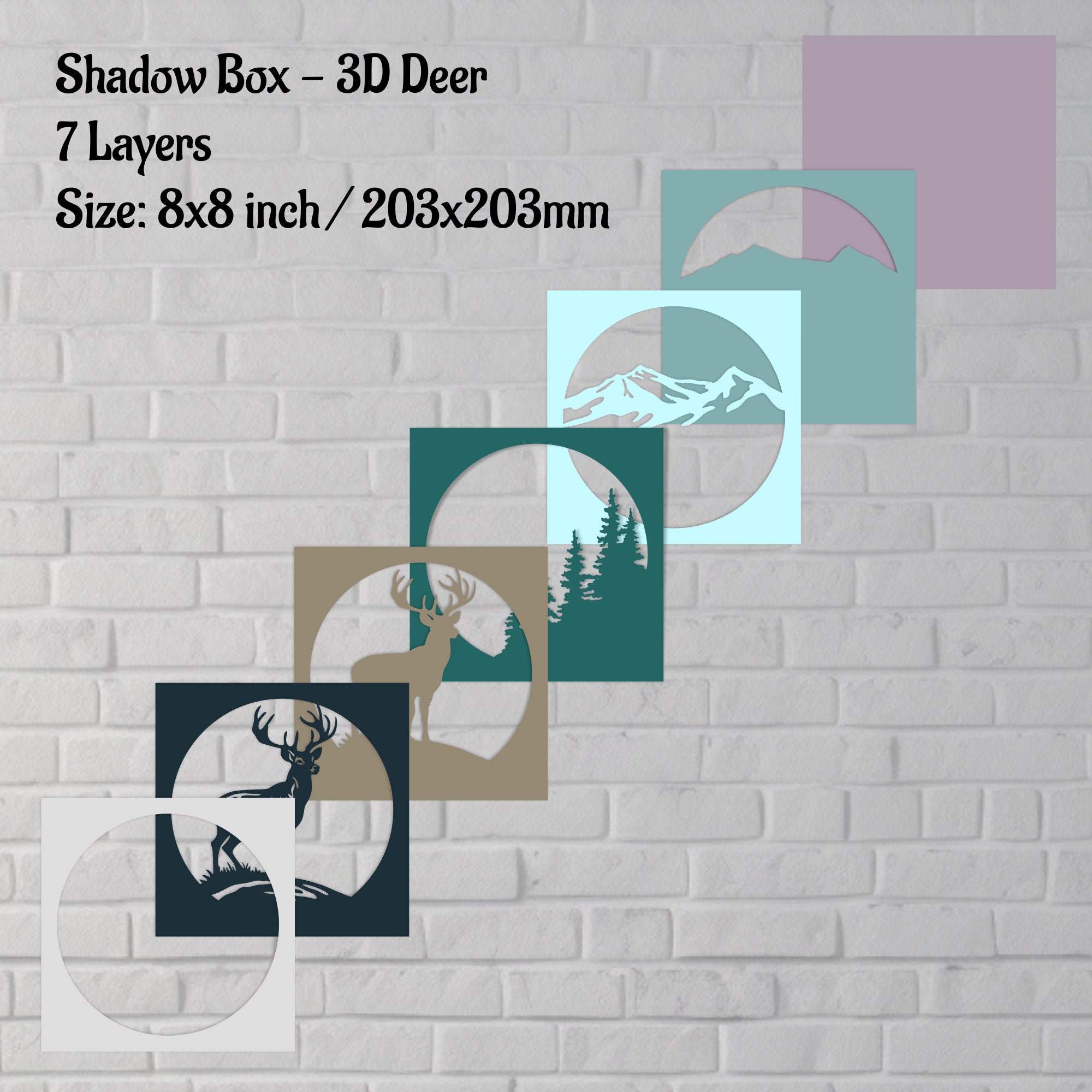 3D Deer Shadow Box SVG Template - Layered Papercraft Design - Cricut ...