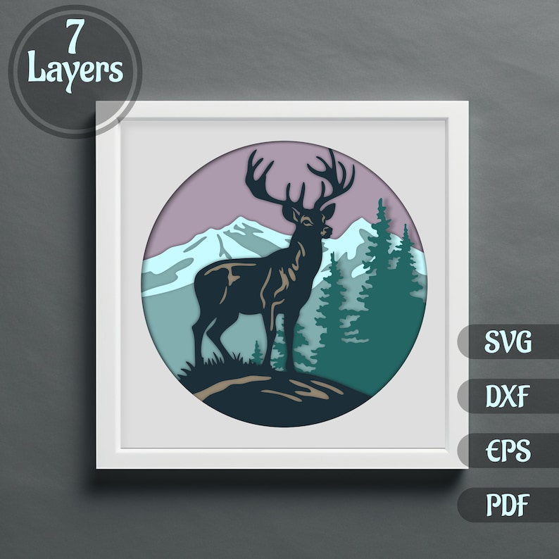3D Deer Shadow Box SVG Template - Layered Papercraft Design - Cricut ...