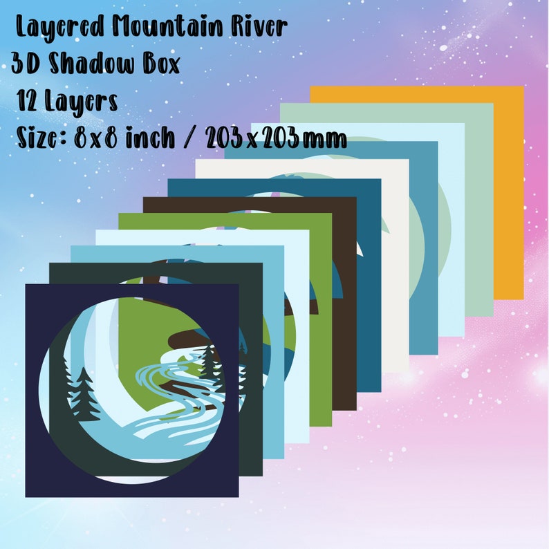 Layered Mountain River 3D Shadow Box SVG for Cricut, Home Decor DIY ...