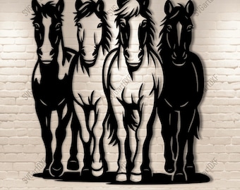 Wild horses Svg Dxf files – horse silhouettes for cricut, silhouette, glowforge, cnc plasma and laser cutting, farm decor clipart