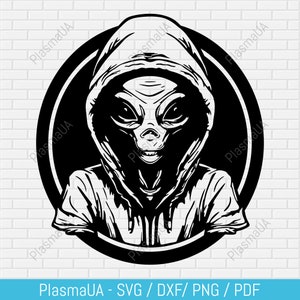 Alien SVG File for T-Shirt Design | Sublimation, DXF Laser Cut, CNC Art Vector Files for Cricut | Alien Print Design