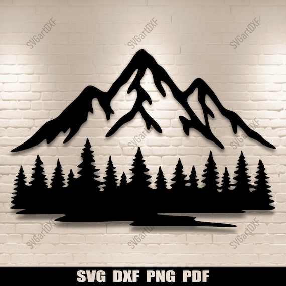 Mountain Forest SVG DXF Files for Laser Cut | CNC Wall Art Decor