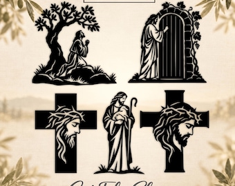 Jesus Cross SVG DXF, Praying Jesus, Religious Easter Designs, Cricut Laser Cut Files
