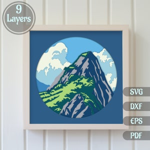 3D Shadow Box Templates, Layered 3d mountains Svg, Cut files for Cricut, Laser Cutting Templates, Multilayered Design, Svg for Papercrat
