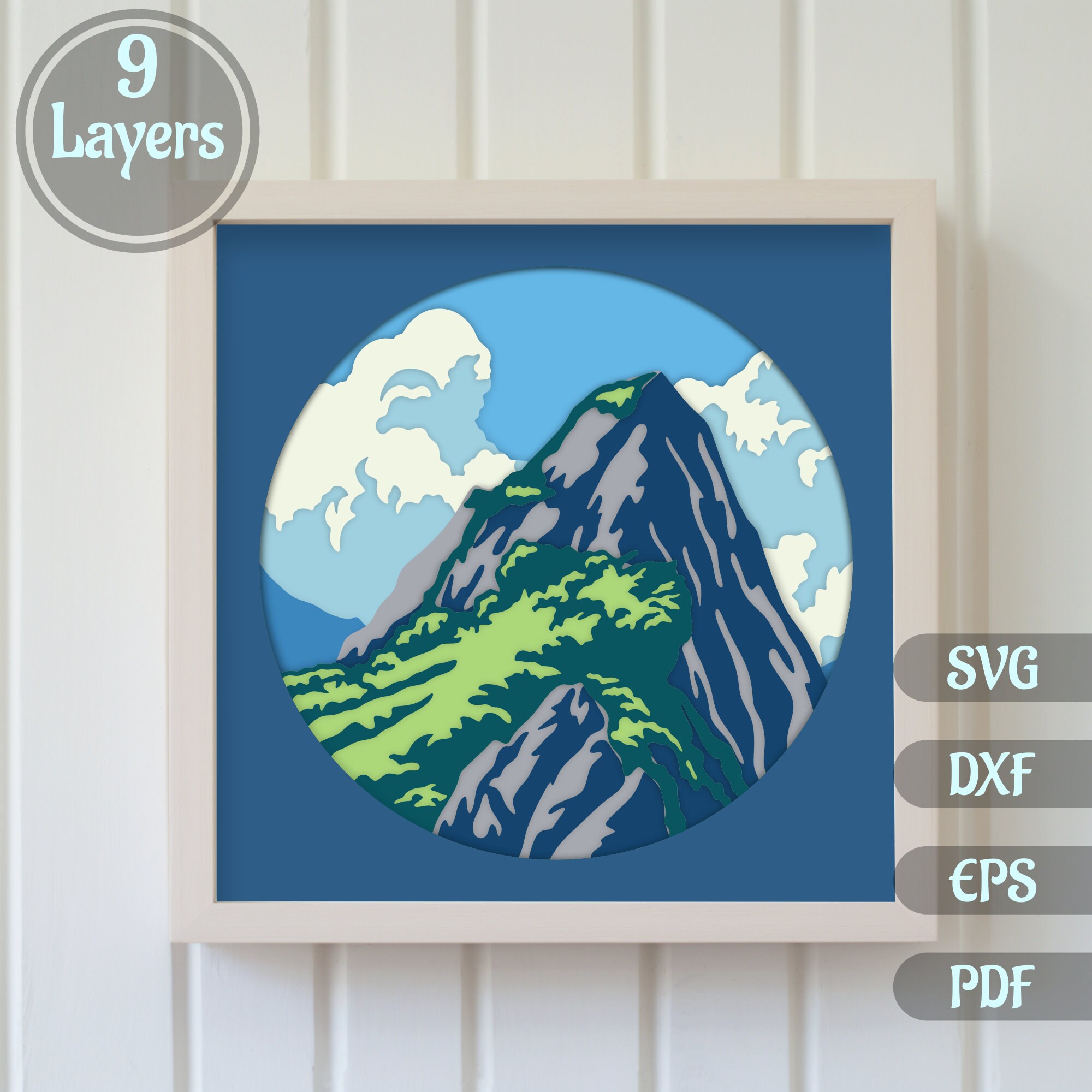 3D Shadow Box Templates, Layered 3d Mountains Svg, Cut Files for Cricut ...