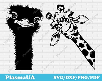 Funny animals, Giraffe clipart, Ostrich svg, tshirt svg, files for silhouette, animals clipart, animals art, svg cricut, laser cut svg