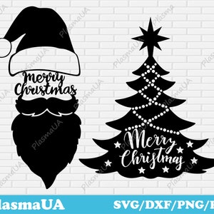 Noël SVG, Joyeux Noël Svg, Père Noël, Svg DXF, fichier dxf pour découpe laser, fichier svg pour cricut, fichier pour silhouette, fichier pour autocollant