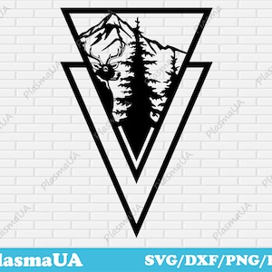 Nature scene dxf, deer dxf, files for plasma cnc, svg for scrapbooking, cnc cut, dxf cutting files, vector for sticker making, decor dxf