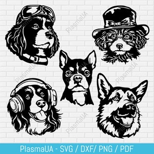 Collection of funny dogs svg files for cricut - silhouette- scan n cut, dxf cute dogs for laser cut, dogs vector for t shirt, dxf for plasma