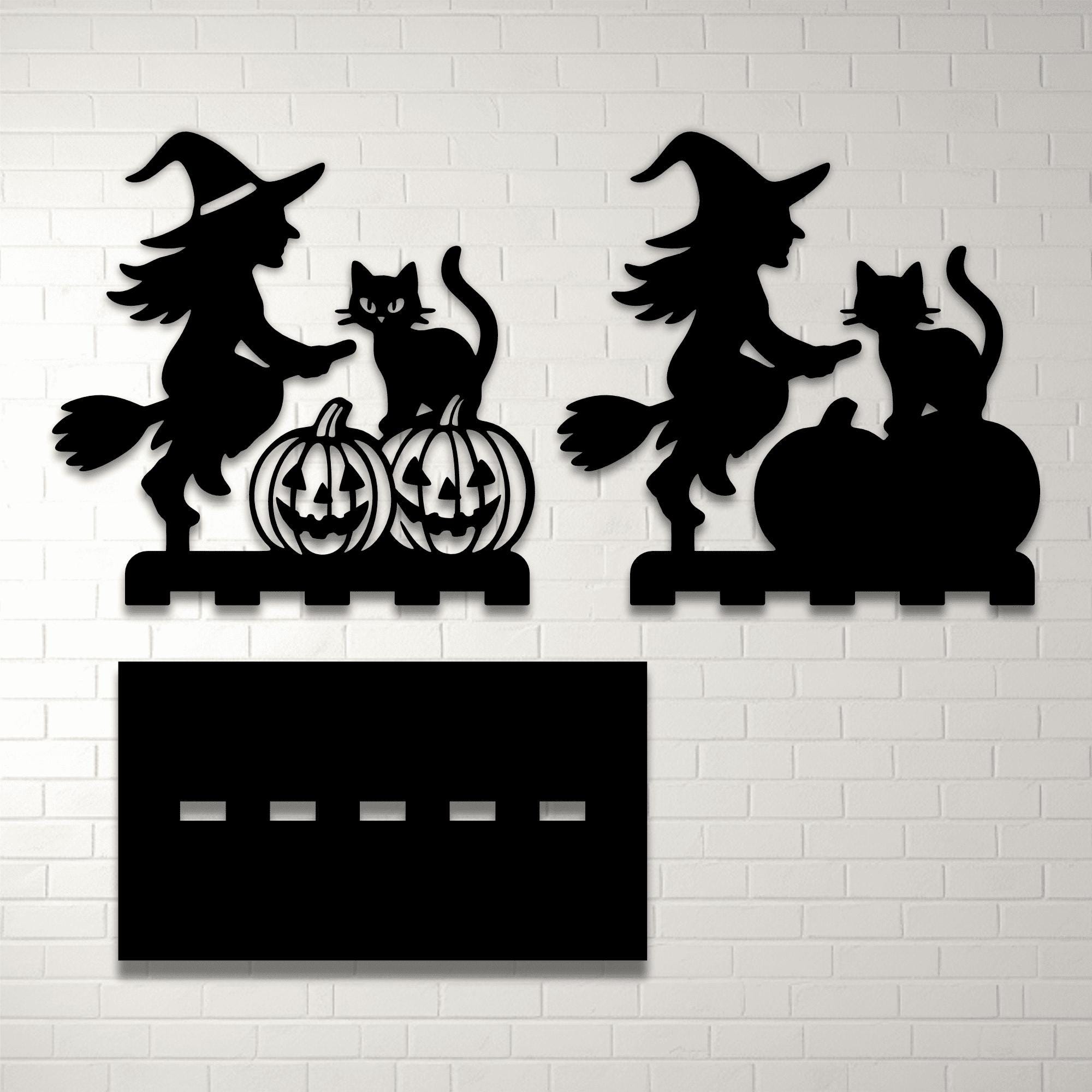 Halloween Wooden Statue SVG DXF – Witch Cat Pumpkin Layered Laser Cut ...
