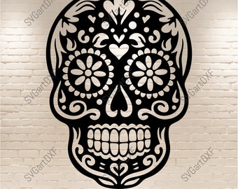 Sugar Skull SVG, Skull SVG for Cricut, Sugar Skull Dxf for Laser cut, png for sublimation, Silhouette cut files, vinyl cut files