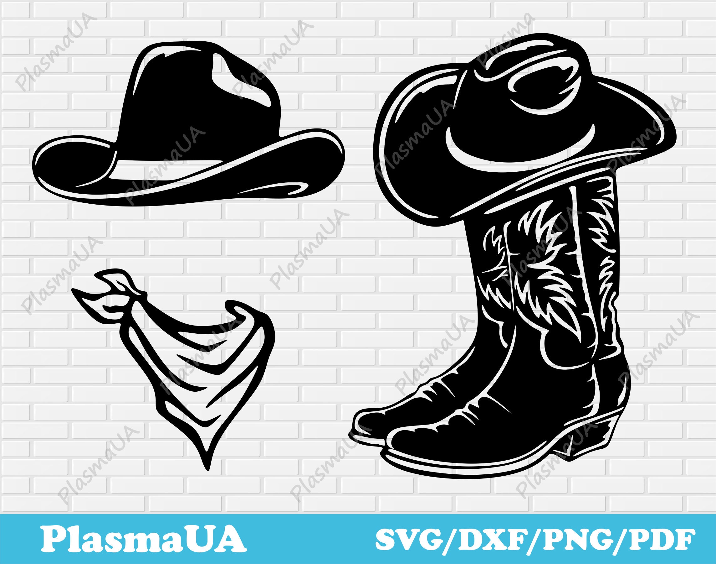 Cowboy Boots Svg for Cricut, Cowboy Hat Svg File, Cowboy Clothes Svg