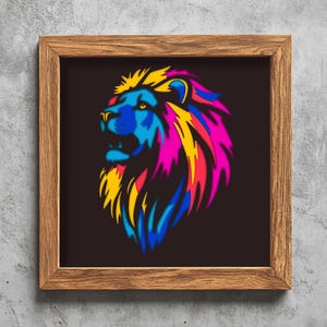 Colored Lion Head Layered Svg cutting files for 3D Shadow Box, Cricut & CNC projects, Multilayer Paper craft design
