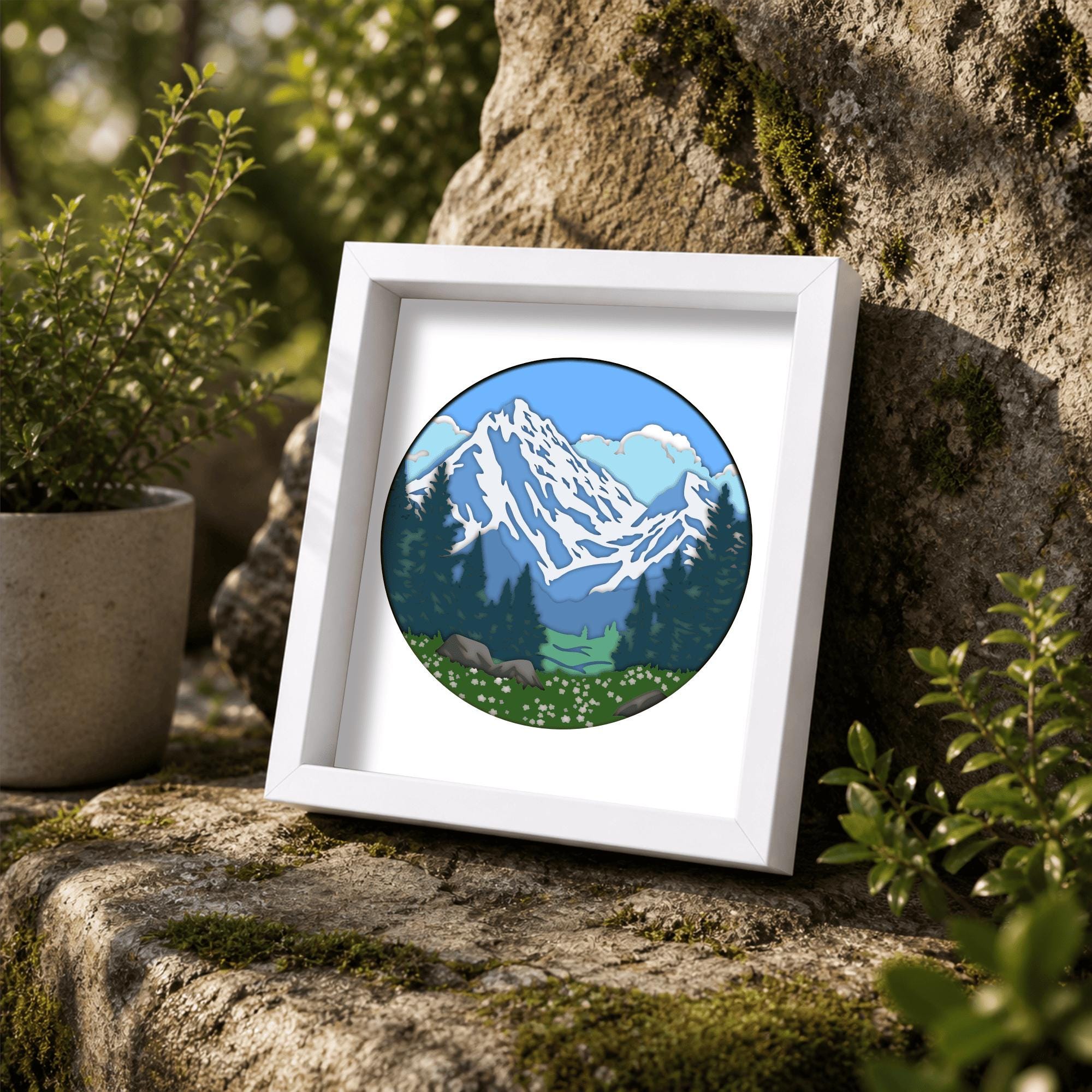 Mountain Landscape Layered Svg – Nature 3D Shadow Box Template, Forest ...
