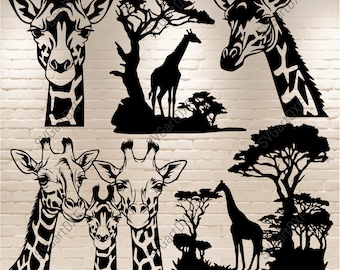 Giraffe Svg, Giraffe scene Svg, Peeking Giraffe Cut files for Cricut, Giraffe Dxf for Laser cut, giraffe silhouette svg, baby giraffe svg