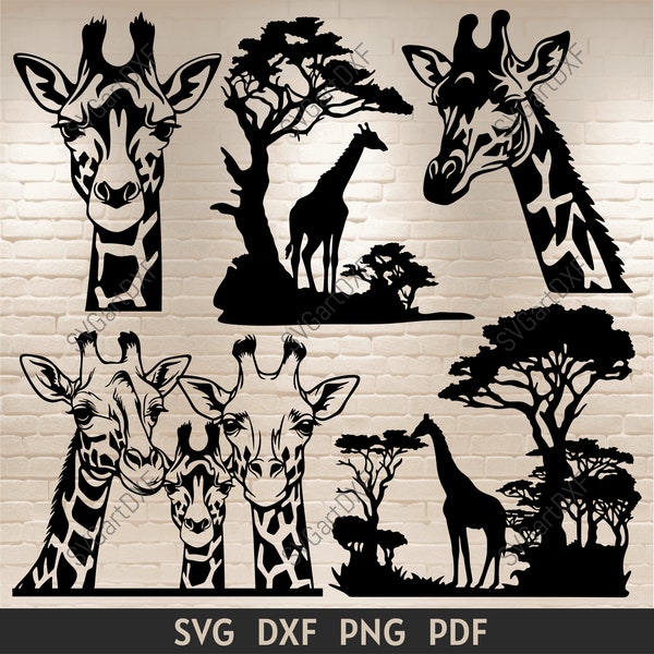 Giraffe Svg, Giraffe scene Svg, Peeking Giraffe Cut files for Cricut, Giraffe Dxf for Laser cut, giraffe silhouette svg, baby giraffe svg