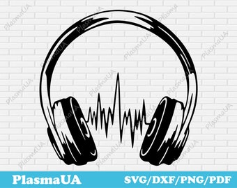 Headphones SVG for Cricut, Music DXF Cut Files for Laser and Plasma, Paper Cut SVG, Laser Vector Designs, Silhouette Art, Sublimation craft