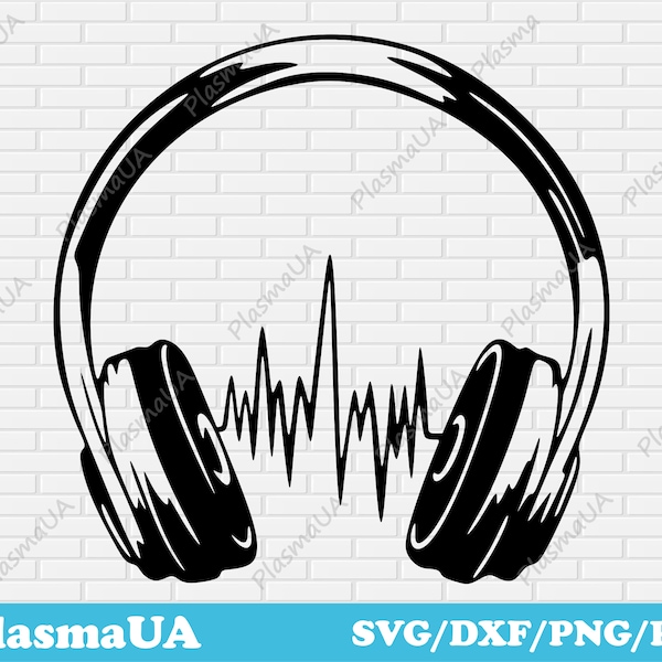 Headphones svg, music svg, svg for laser, png for laser, music cut files, laser vector, laser svg, dxf for plasma, plasma dxf, paper cut svg