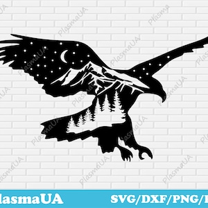 Aigle sauvage - Fichiers de coupe artisanale Svg Dxf Png, Svg pour projet Cricut, Dxf pour découpe laser CNC, parfait pour le travail du bois, bricolage de décoration d'intérieur
